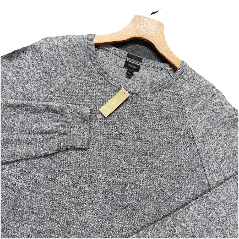 J.Crew Slim Fit Sweater Mens XL Heathered Gray Knit‎ Crew Neck Lightweight NEW